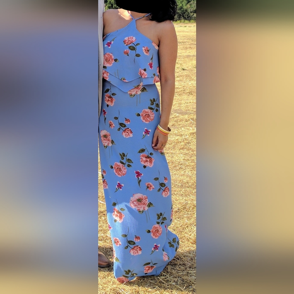 Blue floral maxi dress